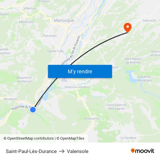 Saint-Paul-Lès-Durance to Valensole map