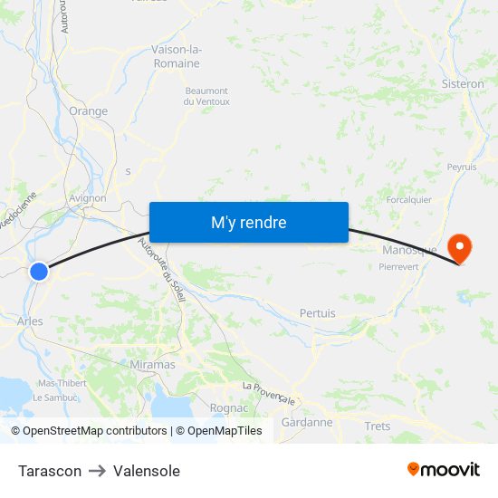 Tarascon to Valensole map