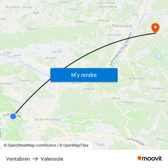 Ventabren to Valensole map