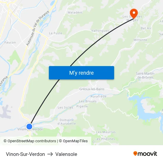Vinon-Sur-Verdon to Valensole map