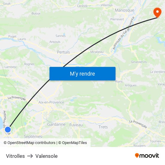 Vitrolles to Valensole map