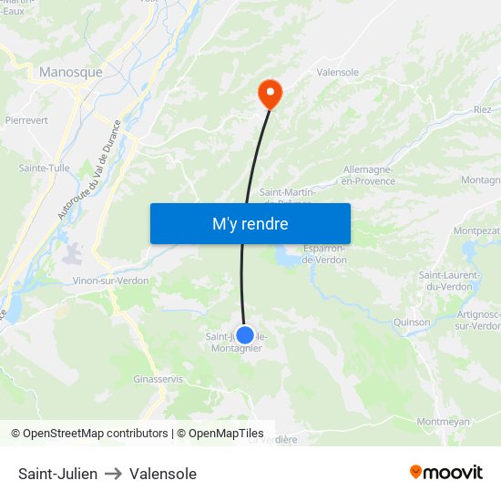 Saint-Julien to Valensole map