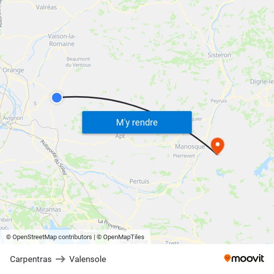 Carpentras to Valensole map