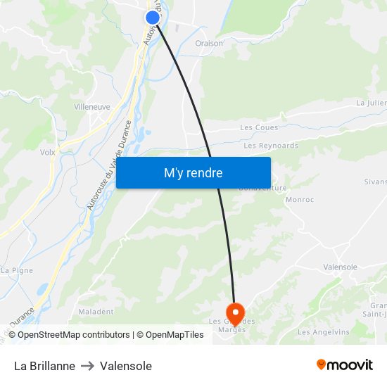 La Brillanne to Valensole map