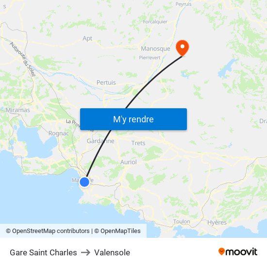 Gare Saint Charles to Valensole map