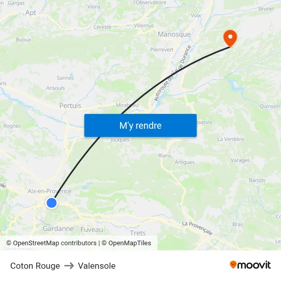 Coton Rouge to Valensole map