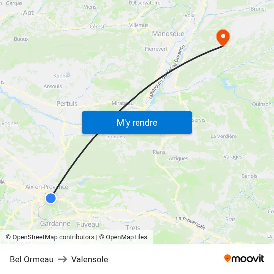 Bel Ormeau to Valensole map