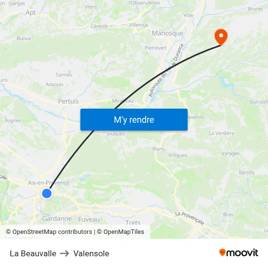 La Beauvalle to Valensole map