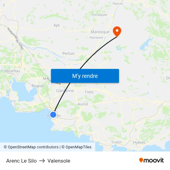 Arenc Le Silo to Valensole map