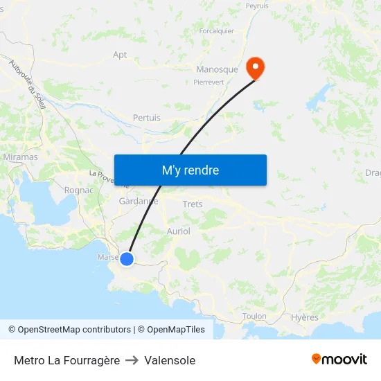 Metro La Fourragère to Valensole map