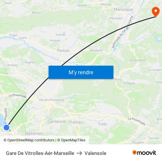 Gare De Vitrolles-Aér-Marseille to Valensole map
