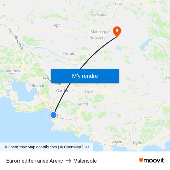 Euroméditerranée Arenc to Valensole map