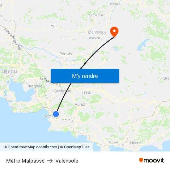 Métro Malpassé to Valensole map