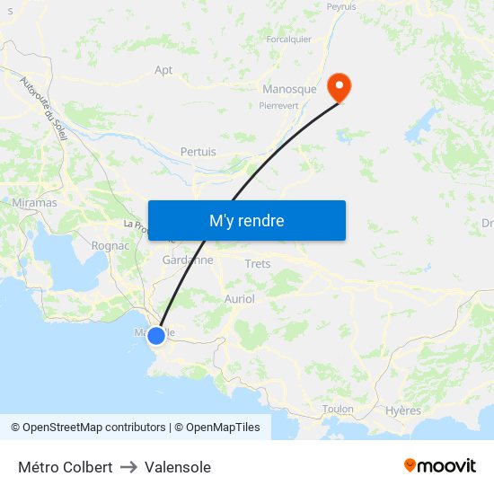 Métro Colbert to Valensole map