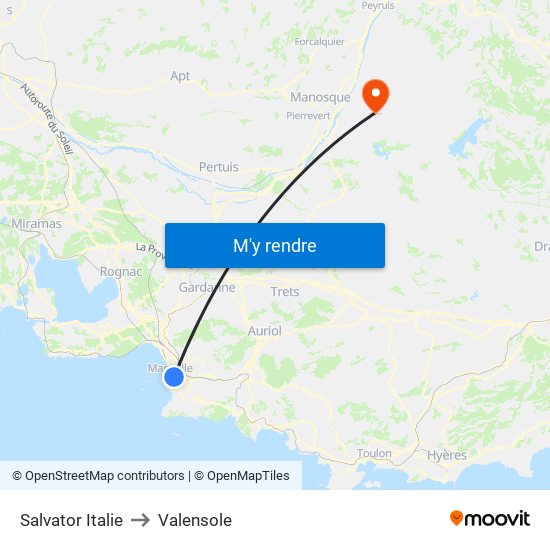 Salvator Italie to Valensole map