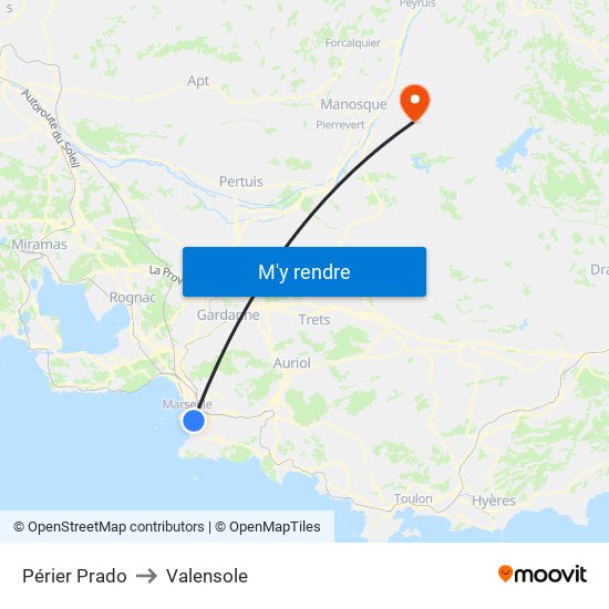 Périer Prado to Valensole map