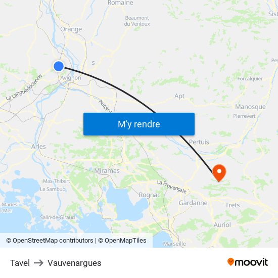 Tavel to Vauvenargues map