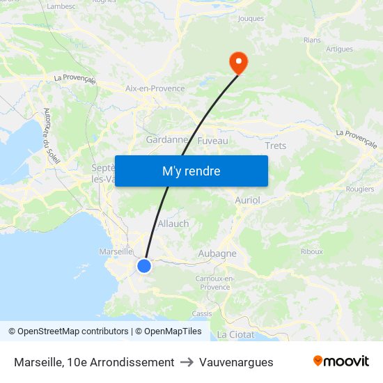 Marseille, 10e Arrondissement to Vauvenargues map