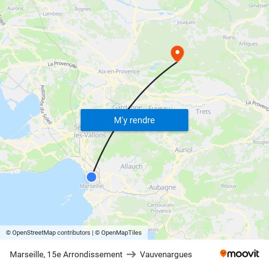 Marseille, 15e Arrondissement to Vauvenargues map