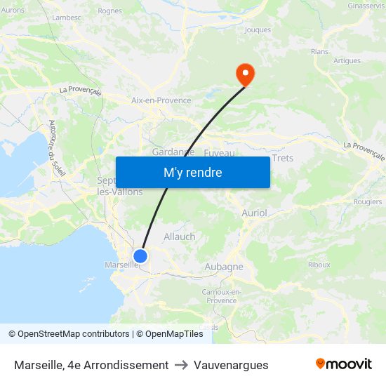 Marseille, 4e Arrondissement to Vauvenargues map