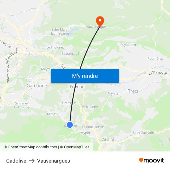 Cadolive to Vauvenargues map