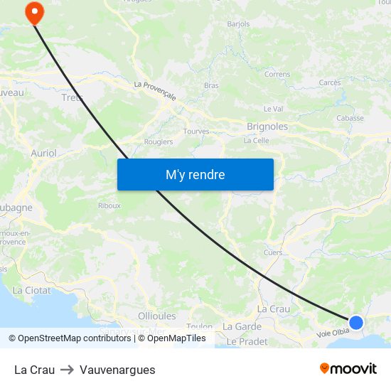 La Crau to Vauvenargues map