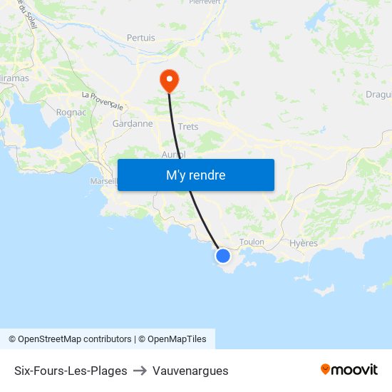Six-Fours-Les-Plages to Vauvenargues map