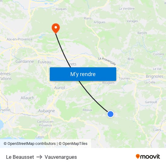 Le Beausset to Vauvenargues map