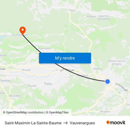 Saint-Maximin-La-Sainte-Baume to Vauvenargues map