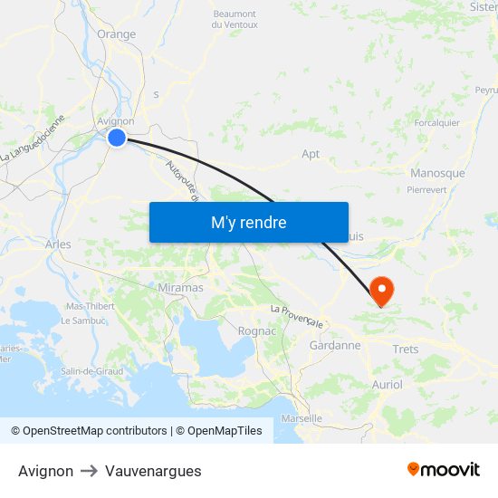 Avignon to Vauvenargues map