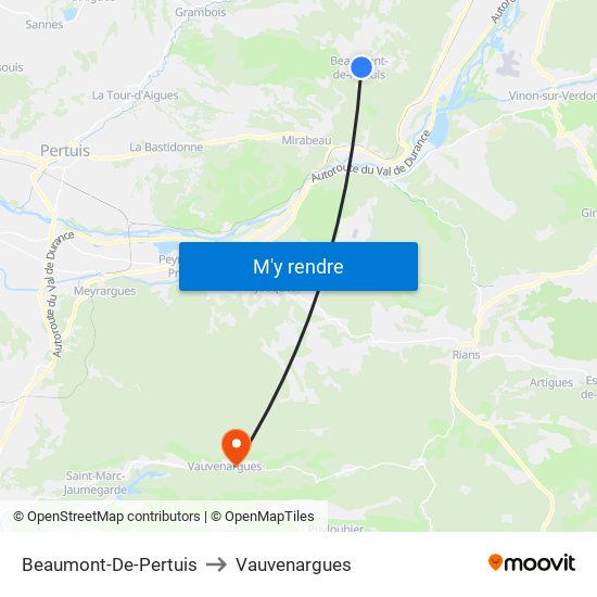 Beaumont-De-Pertuis to Vauvenargues map