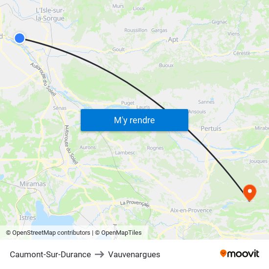 Caumont-Sur-Durance to Vauvenargues map