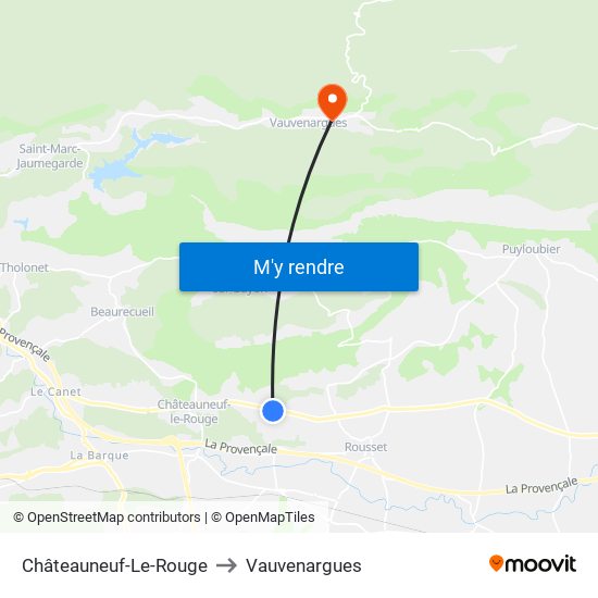 Châteauneuf-Le-Rouge to Vauvenargues map