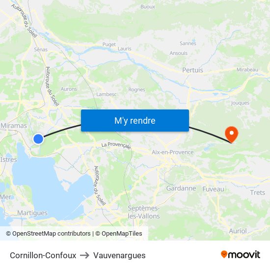 Cornillon-Confoux to Vauvenargues map