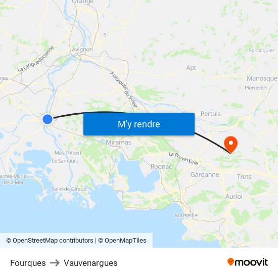 Fourques to Vauvenargues map