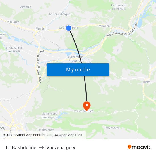 La Bastidonne to Vauvenargues map