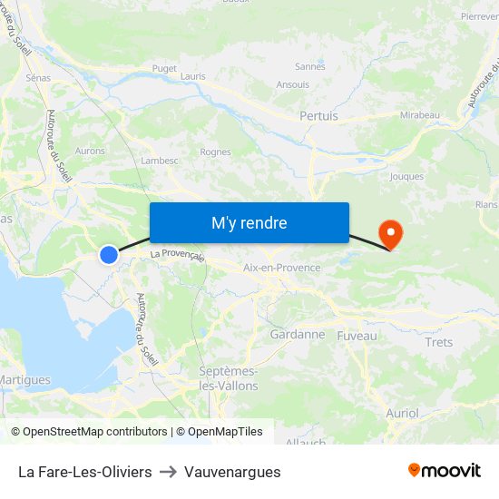 La Fare-Les-Oliviers to Vauvenargues map