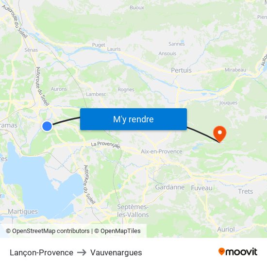 Lançon-Provence to Vauvenargues map