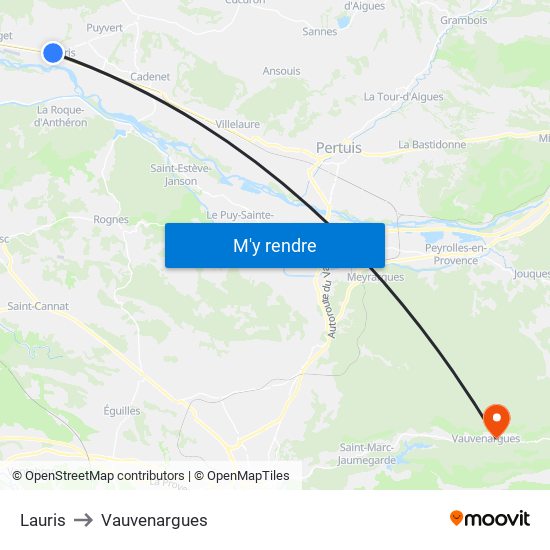 Lauris to Vauvenargues map