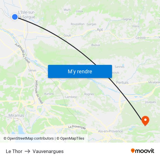 Le Thor to Vauvenargues map