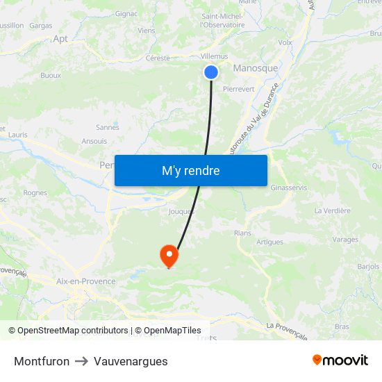 Montfuron to Vauvenargues map