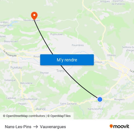 Nans-Les-Pins to Vauvenargues map