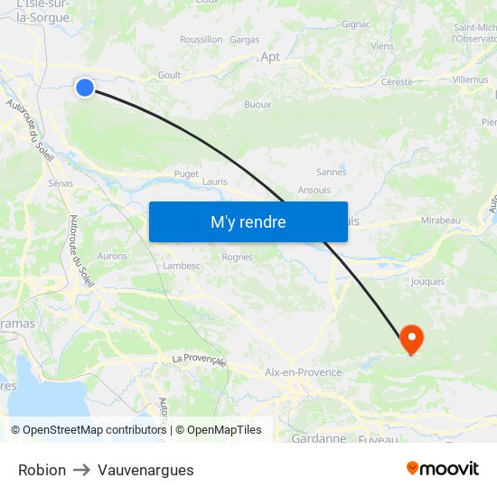 Robion to Vauvenargues map