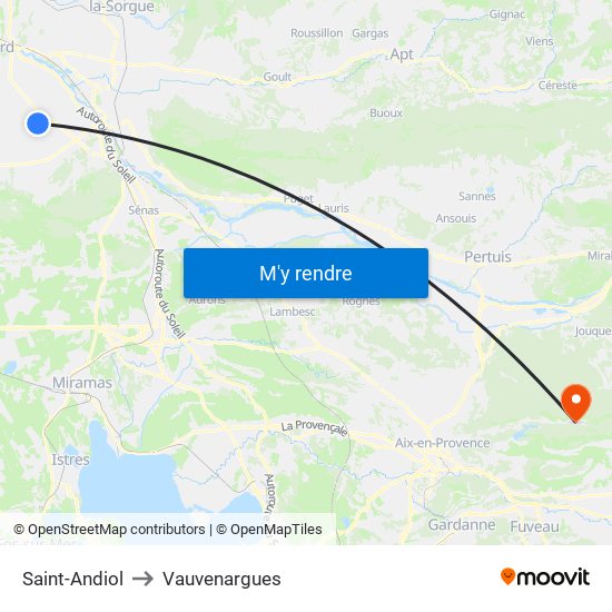 Saint-Andiol to Vauvenargues map