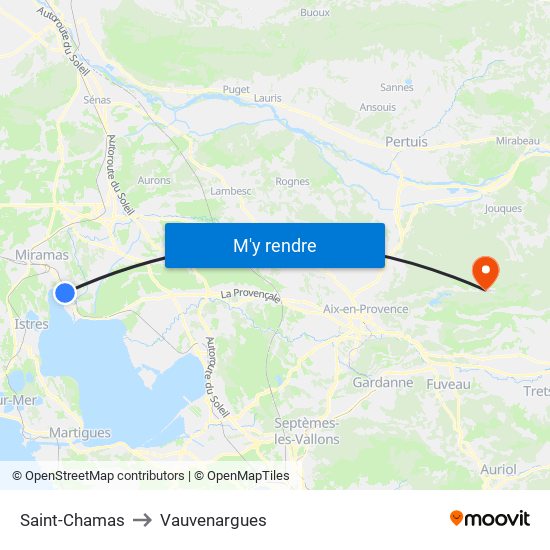 Saint-Chamas to Vauvenargues map