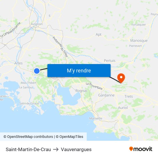 Saint-Martin-De-Crau to Vauvenargues map