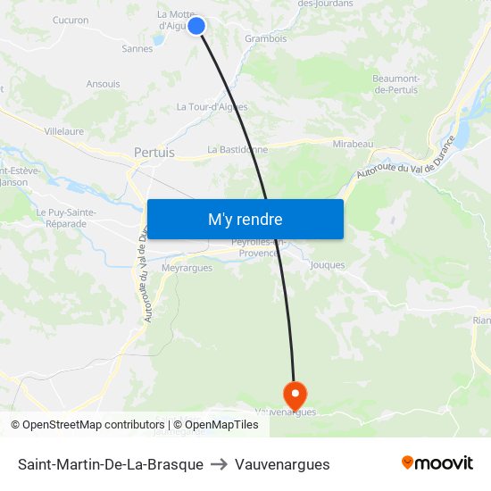Saint-Martin-De-La-Brasque to Vauvenargues map