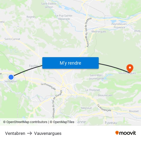 Ventabren to Vauvenargues map