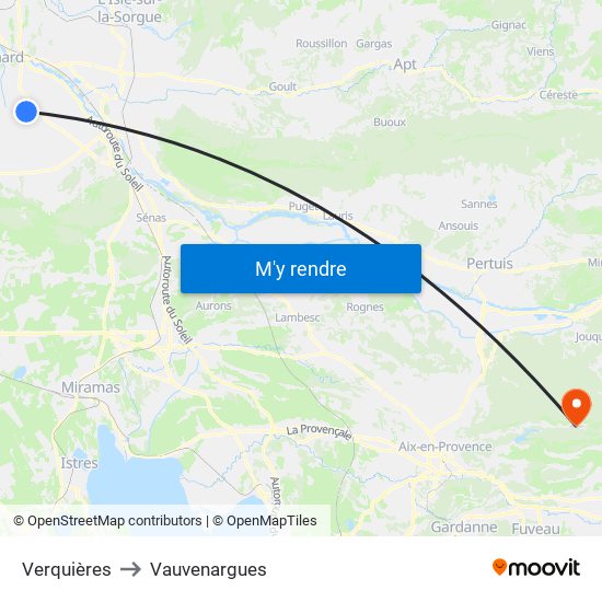 Verquières to Vauvenargues map
