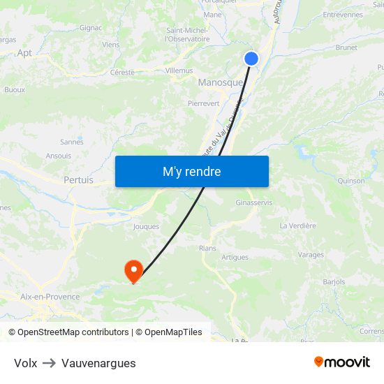 Volx to Vauvenargues map